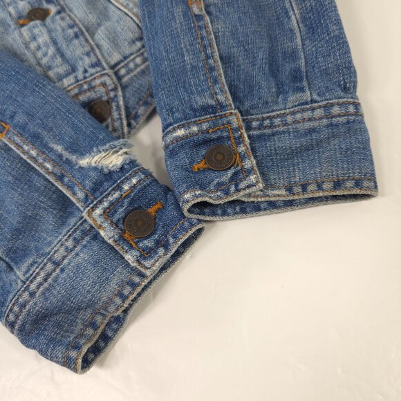 VINTAGE Y2K HOLLISTER BLUE DENIM JACKET WOMENS SIZE MEDIUM POCKETS FLORAL LINING - Picture 12 of 16